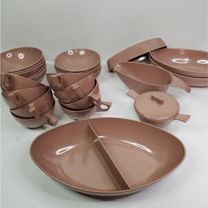 Vintage MCM Melamine Dishes Mauve Melmac marked and unmarked lot of 30-read